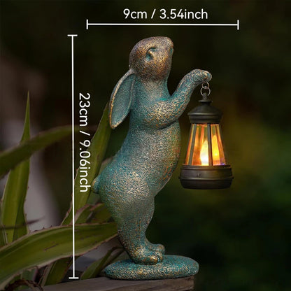 Solar Rabbit Garden Statue - Outdoor Bunny Figurine Lantern Decoration for Patio, Yard, Lawn & Garden Gift
