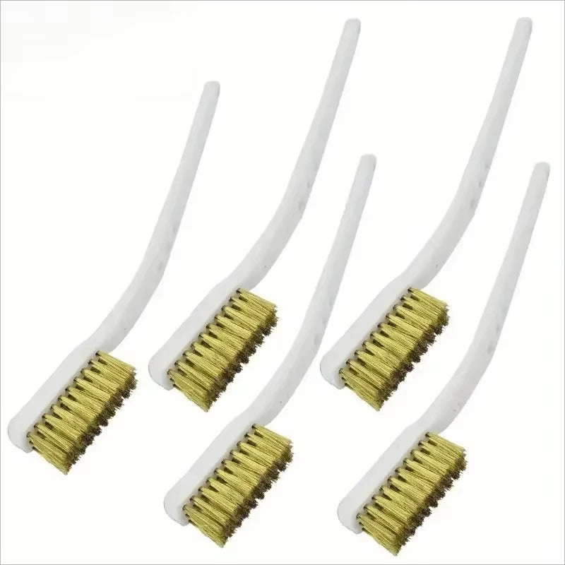 Mini Brass Wire Brush Set - Copper Plated Metal Cleaning Tool for Rust Removal Paint Stripping & Polishing