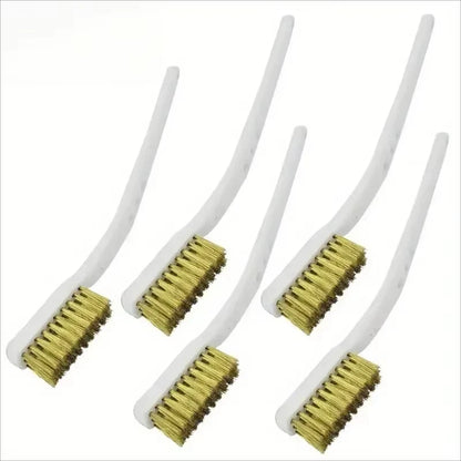Mini Brass Wire Brush Set - Copper Plated Metal Cleaning Tool for Rust Removal Paint Stripping & Polishing