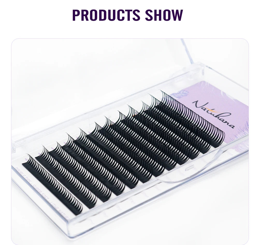 NATUHANA 0.07mm Wet Eyelash Extensions – Manga Wispy Spikes & Premade Fans for Cosplay & Volume