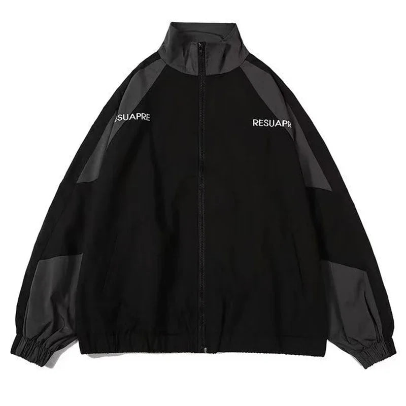 Hip Hop Varsity Jacket for Men - High Street Patchwork Color Block Windbreaker Spring Autumn College Coat
