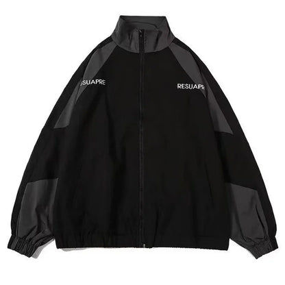 Hip Hop Varsity Jacket for Men - High Street Patchwork Color Block Windbreaker Spring Autumn College Coat