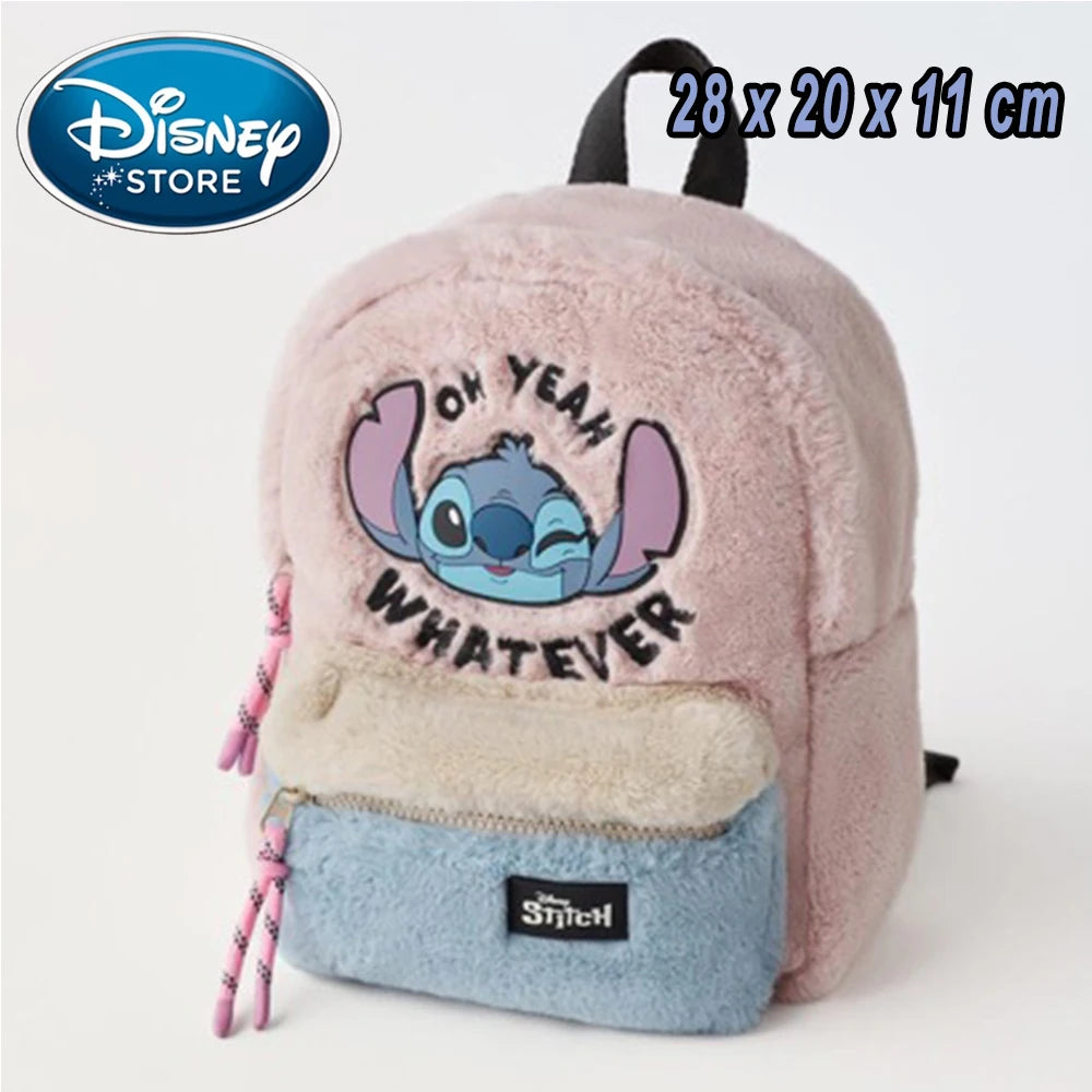 Disney Blue Stitch Plush Backpack – Large-Capacity Cartoon Bag for Kids & Kindergarten Gift