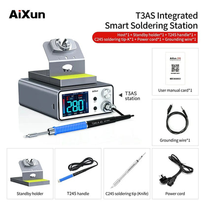 AIXUN T3A/T3B Intelligent Soldering Station – Rework Station for PCB & BGA Soldering with T115/T210/T245/T12 Tools