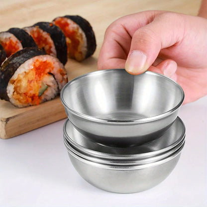 3/6-Piece Stainless Steel Sauce Dishes – Appetizer & Spice Serving Plates for Kitchen