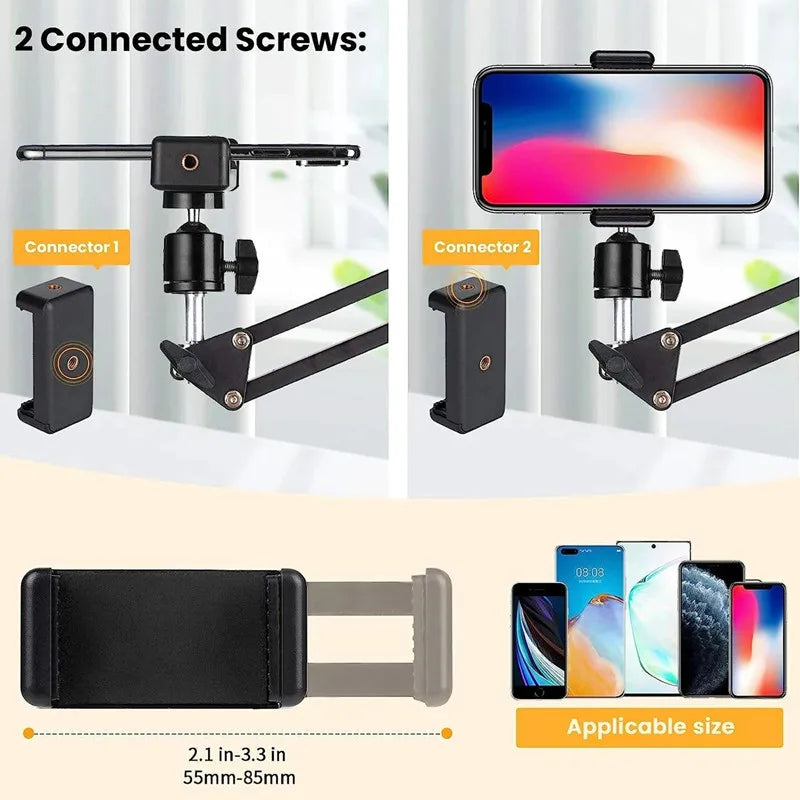 Flexible Arm Phone Tripod Stand for Table & Desktop | Foldable Overhead Mount for Live Video & Photography