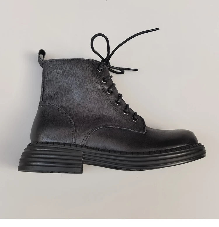 Careaymade 100% Genuine Leather Wide Casual Women’s Short Boots – Big Size, Handmade Men’s Wool Boots