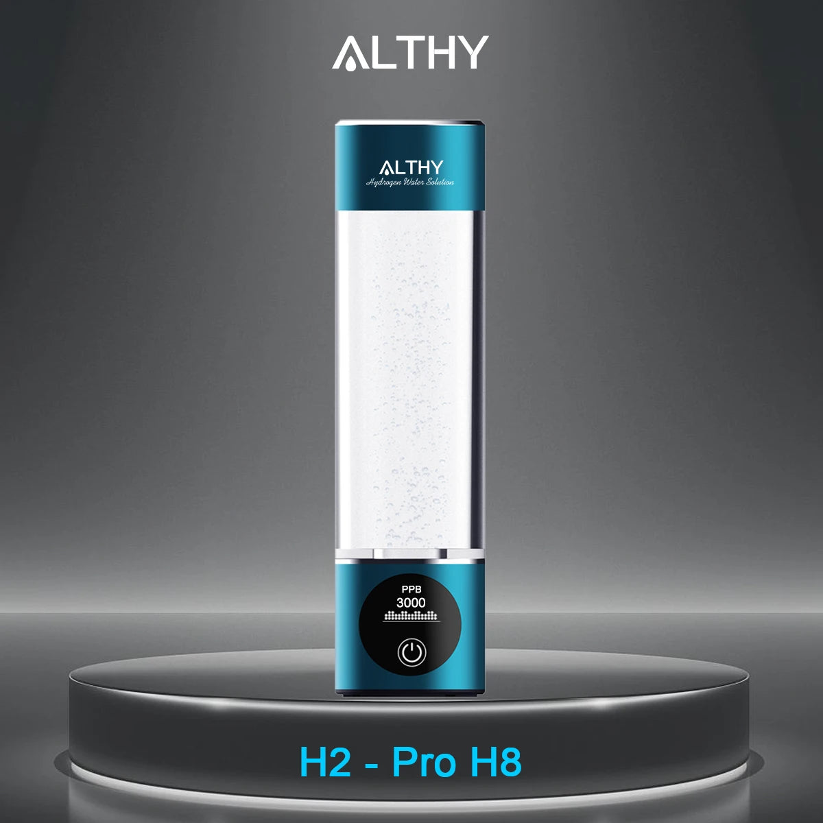 ALTHY Hydrogen Water Generator Bottle - DuPont SPE+PEM Dual Chamber Ionizer Cup with H2 Inhalation Device, PPB & Time Display