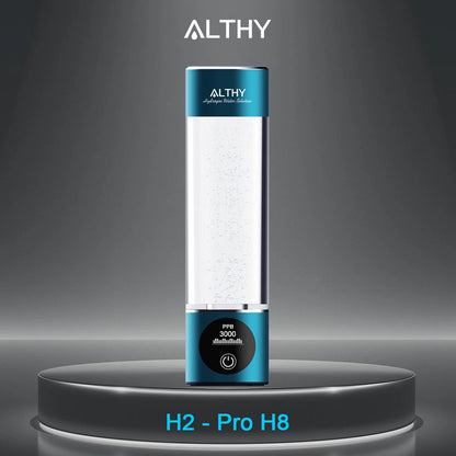 ALTHY Hydrogen Water Generator Bottle - DuPont SPE+PEM Dual Chamber Ionizer Cup with H2 Inhalation Device, PPB & Time Display