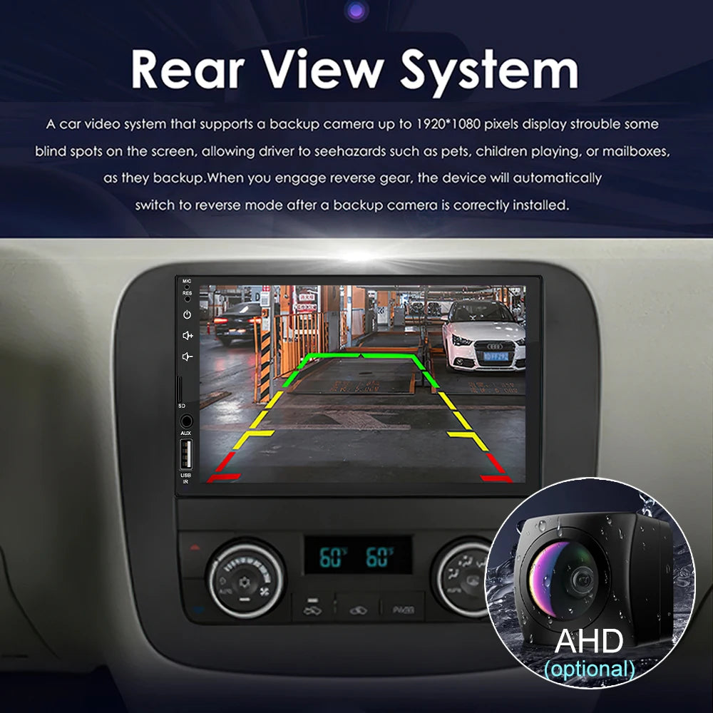 XIMA 7-Inch 2DIN Android Car Radio - Touchscreen MP5, CarPlay, Bluetooth, FM, USB & Camera