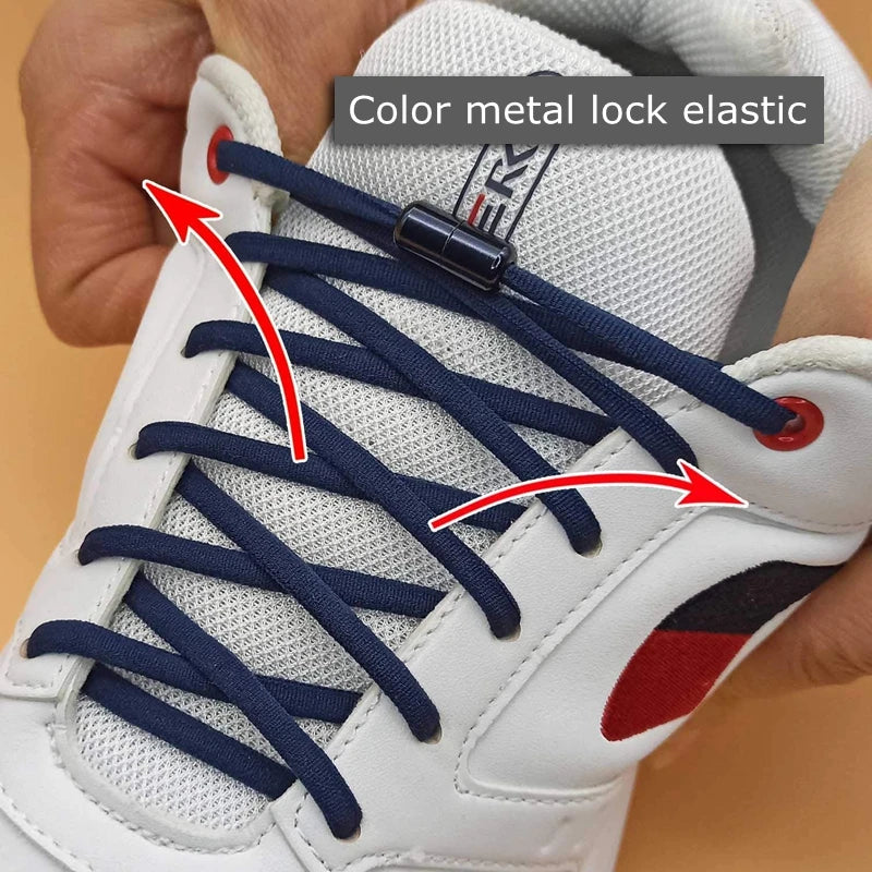 21 Colors No-Tie Elastic Shoelaces with Metal Lock - Round Lazy Laces for Children and Adults Sneakers, Unisex