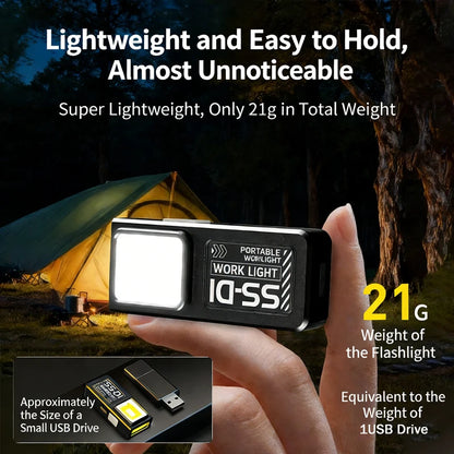 Mini COB LED Flashlight – USB-C Rechargeable EDC Work Light with Clip, Magnet, Waterproof Pocket Torch for Camping & Outdoor Use