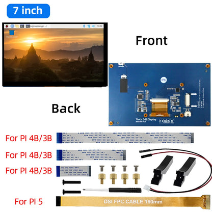 PistBit 4.3/5/7 Inch DSI Touch Screen LCD Monitor – Portable Capacitive Display 800x480 for Raspberry Pi 5/4/3/3B+