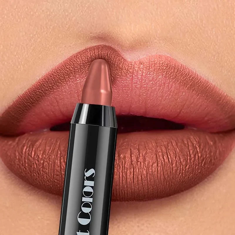 8-Color Velvet Matte Lipstick Pencil – Waterproof, Long-Lasting Sexy Red Lip Tint Non-Stick Makeup Pen