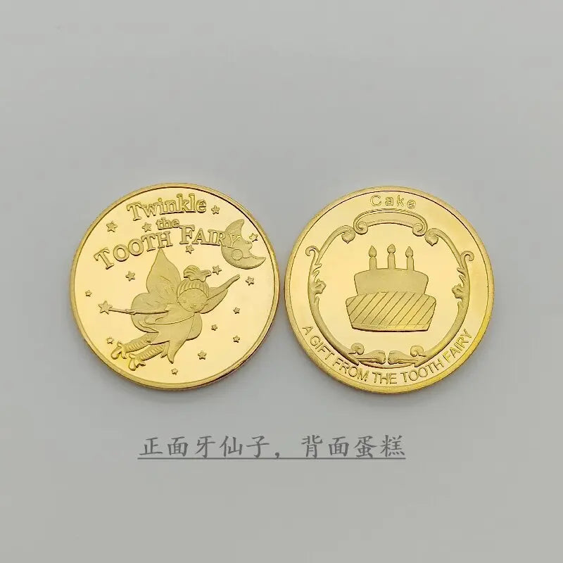 Tooth Fairy Gold Plated Commemorative Coin – Metal Keepsake Gift for Kids Tooth Collection