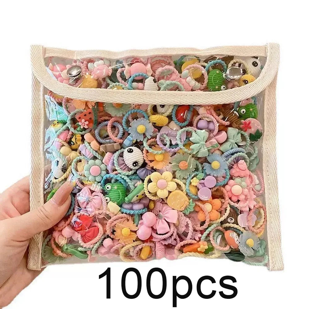 Cute Cartoon Hair Ties for Little Girls – 20/30/50PCS Soft Elastic Rubber Bands & Non-Pulling Hair Accessories