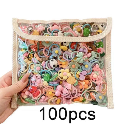 Cute Cartoon Hair Ties for Little Girls – 20/30/50PCS Soft Elastic Rubber Bands & Non-Pulling Hair Accessories