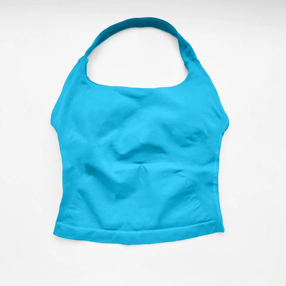 NCLAGEN Impact Halter Top — Women's Padded Longline Strappy Yoga Tank for Gym, Pilates & Fitness Activewear