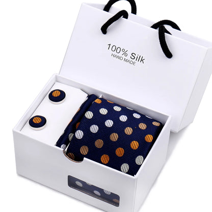 Men's Tie Set – Paisley Ties in a Box with Pocket Square and Cufflinks – Luxury Wedding, Business, Formal Suit Tie Gift