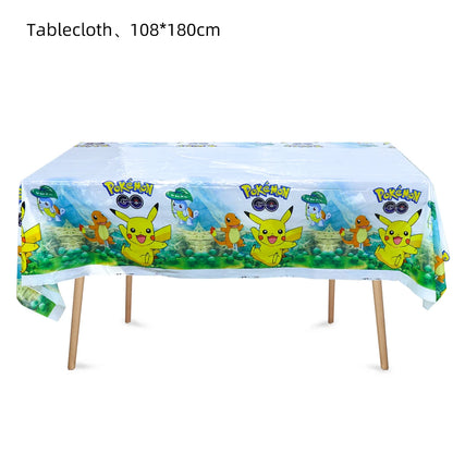 Pokemon Pikachu Tablecloth — Disposable Birthday & Baby Shower Party Table Cover, Kids Party Supplies