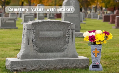 Solar LED Grave Vase – Memorial Tombstone Decoration for Fresh or Artificial Flowers