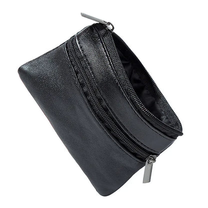Leather Mini Coin Purse with Zipper – Small Wallet & Key Holder for Women, Men & Kids