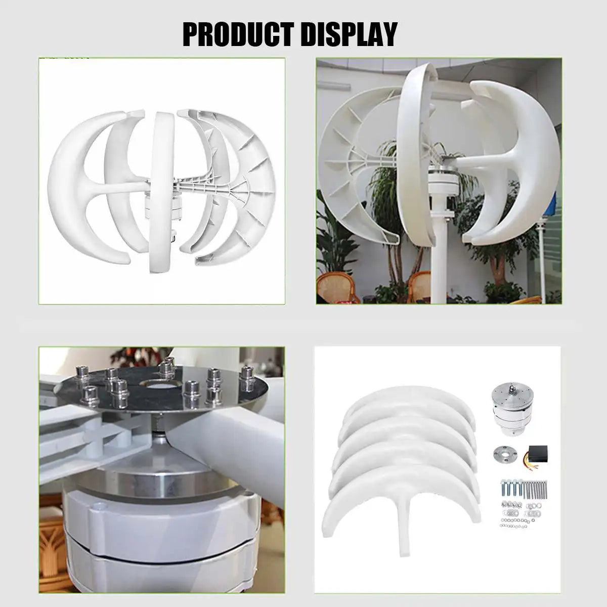 3000W Vertical Wind Turbine – 12V/24V/48V Small Windmill with 220V Output for Home & Farm, Includes MPPT Controller