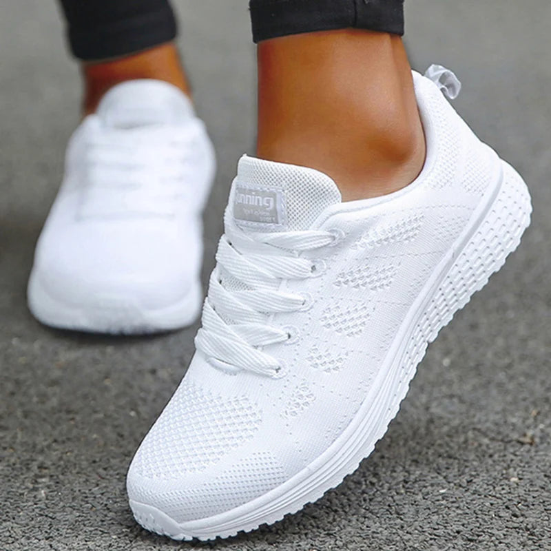 Women's Lightweight Lace-Up Flats – Fashionable Round Toe Nurse Sneakers, Comfortable Walking Shoes, Plus Size Available