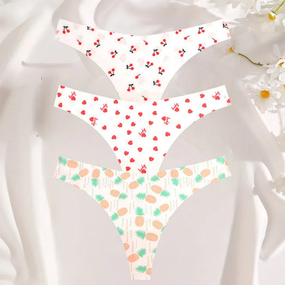 3PCS Women’s Sexy G-String Set - Colorful Seamless Bikini T-Back Low Waist Lingerie Underwear