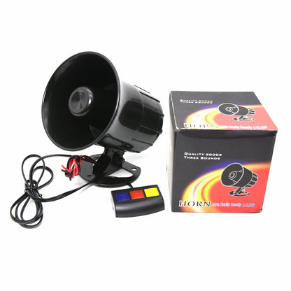 12V 3-Tone Loud Car Horn - 115DB Air Horn with Loudspeaker for Cars, Motorcycles, and Police Fire Sirens