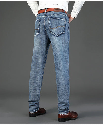 Men’s All-Match Brand Trousers – High-Quality Business Casual High Waist Denim Jeans for All Seasons