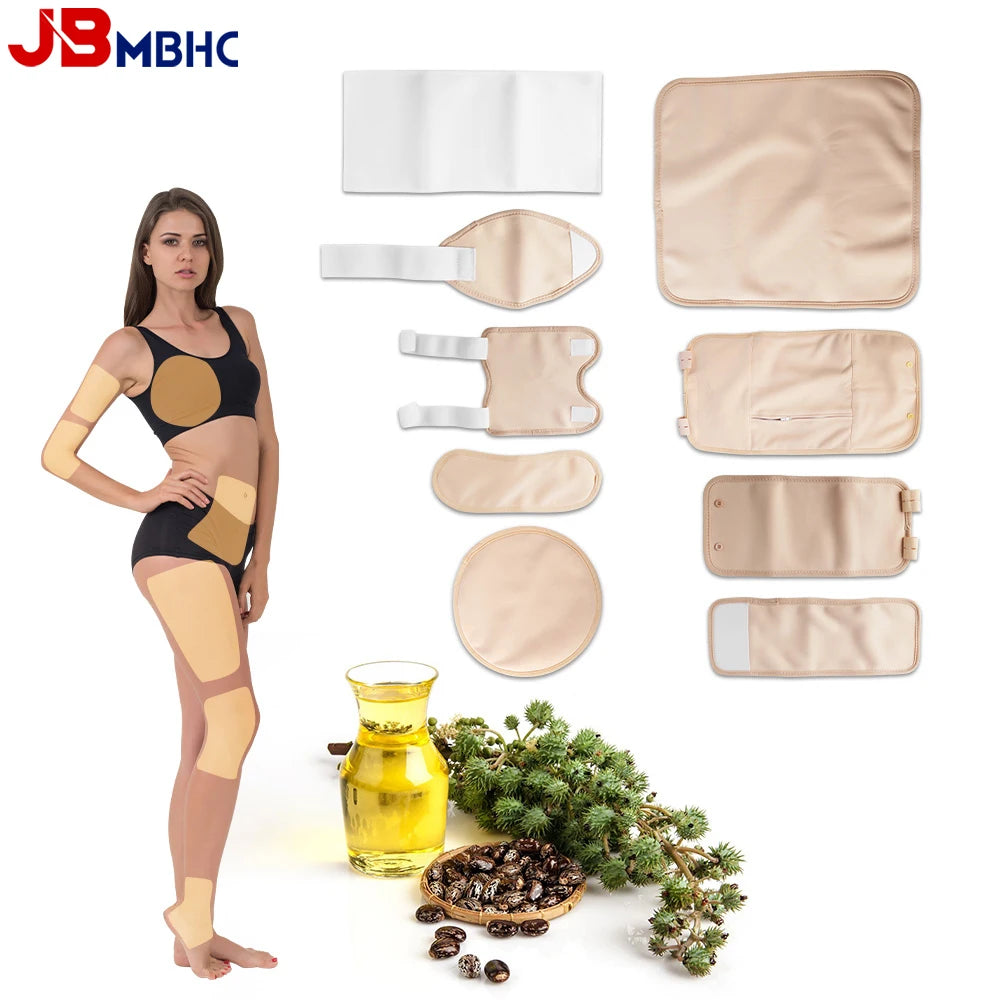 Reusable Castor Oil Pack Wrap – Organic Anti-Leak Therapy Compress for Abdomen, Back, Knee & Joints, Sleep Aid Wellness Support Bandage
