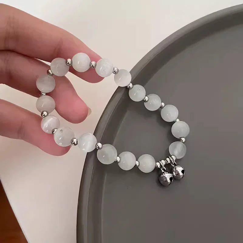 Korean Style Crystal Bead Bracelet - Flower Fox Feather Tassel Charm Jewelry Gift for Women Girls & Best Friends