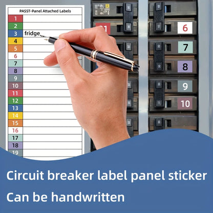 Circuit Breaker Label Sticker Set – Handwritten Stickers for Electrical Panels, Boxes & Shielding Covers