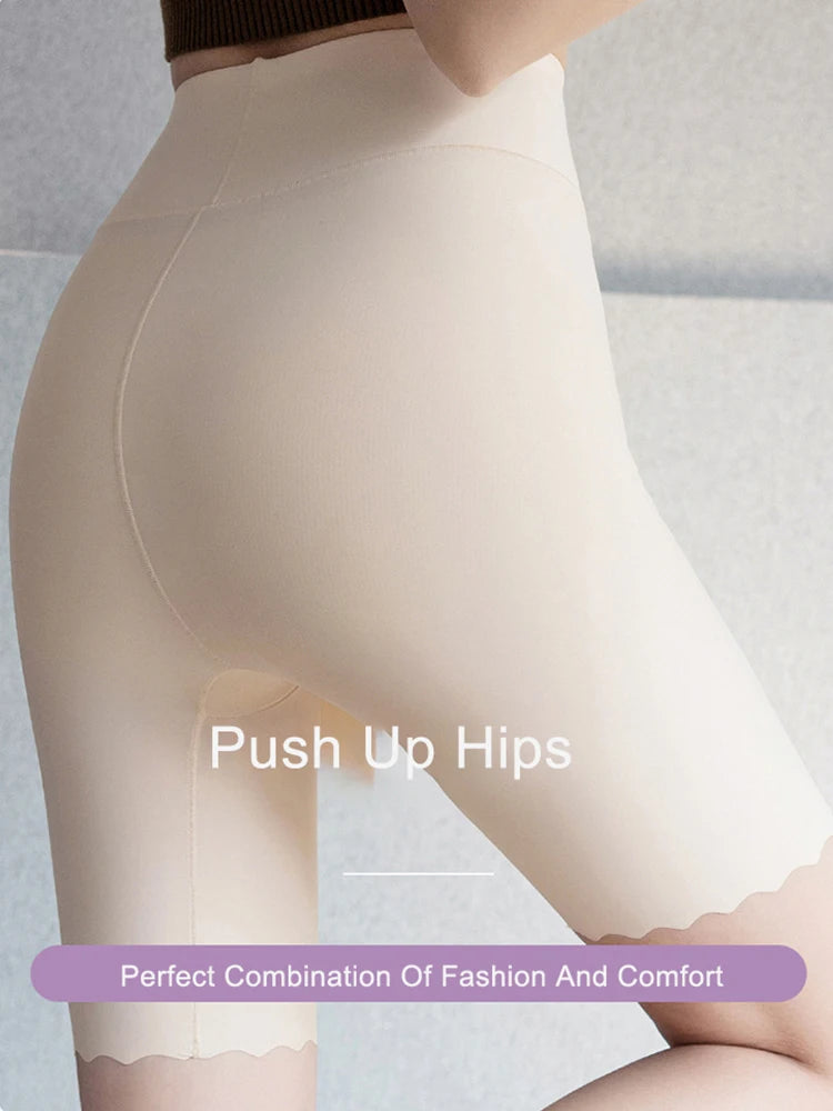 Plus Size Women's Shorts Under Skirt - Big Large Summer Seamless Protective Spandex Hip-Up Safety Pants - White Underpants