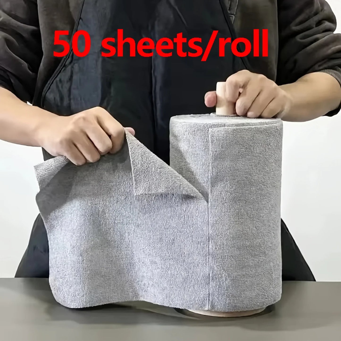 Microfiber Dish Cleaning Cloth - Reusable Double-Sided Kitchen Towels for Dishes, Utensils & Glassware, 50 Sheets/Roll