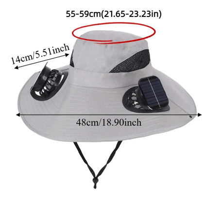Solar Fan Hat - Breathable 3-Speed Cooling Visor Cap with UV Protection for Fishing & Summer