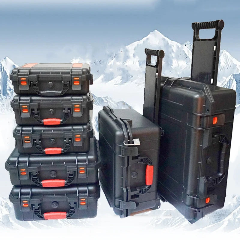 Trolley Toolbox with Wheels — Large Portable Tool Storage Case, Professional Plastic Instrument & Safety Equipment Box