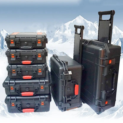 Trolley Toolbox with Wheels — Large Portable Tool Storage Case, Professional Plastic Instrument & Safety Equipment Box