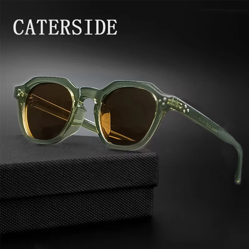 CATERSIDE Retro Polarized Sunglasses – Ultralight TR90 Frame Polygon Style for Men & Women, High-Quality Travel Eyewear