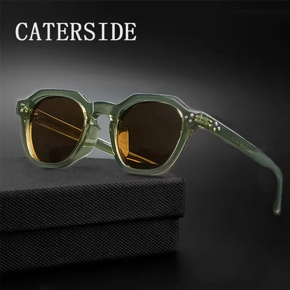 CATERSIDE Retro Polarized Sunglasses – Ultralight TR90 Frame Polygon Style for Men & Women, High-Quality Travel Eyewear