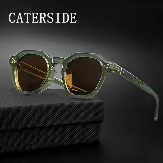 CATERSIDE Retro Polarized Sunglasses – Ultralight TR90 Frame Polygon Style for Men & Women, High-Quality Travel Eyewear