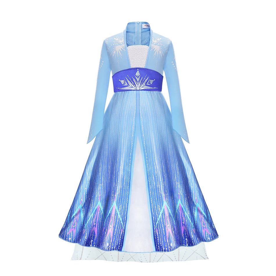2026 Girls Princess Costume Dress - Elsa, Anna, Snow White, Aurora, Moana, Rapunzel, Mermaid & Belle Carnival Cosplay Party Outfit