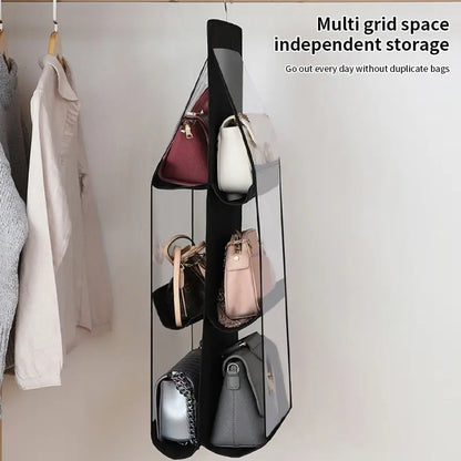 Black Handbag Hanging Organizer – 6 Pocket Foldable Oxford Cloth Storage Bag for Closet and Bedroom