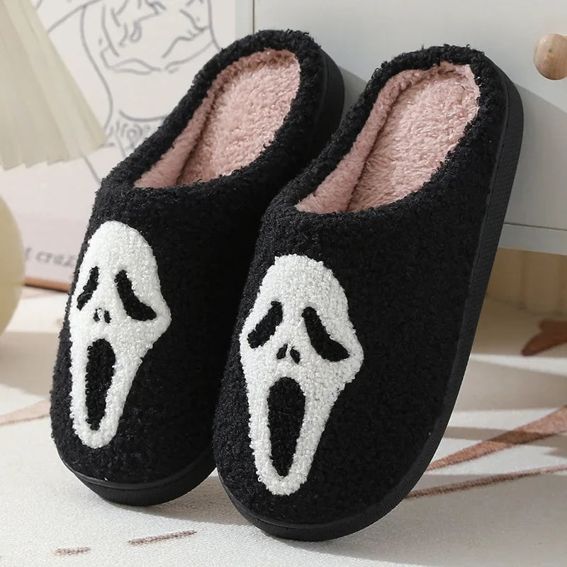 Skull Cartoon Winter Slippers – Warm Cotton Indoor Slippers for Men & Women, Cozy Couple Home Shoes