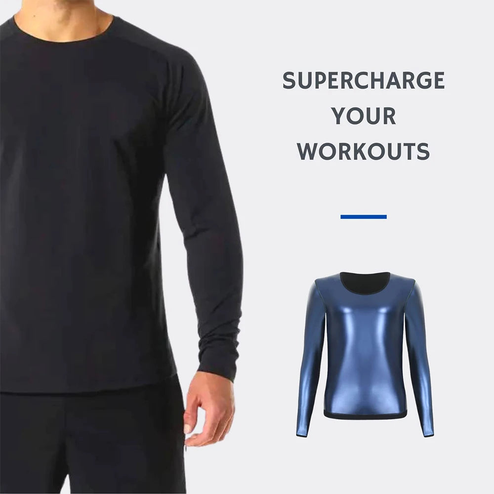 Men’s Sauna Sweat Shirt – Long Sleeve Compression Body Shaper Top for Weight Loss Workout & Sports