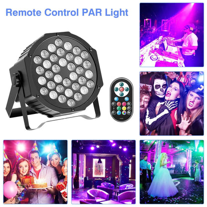 36LED RGB Par Light - DMX512 DJ Stage Lighting with Remote Control & Sound Activation for Parties and Events