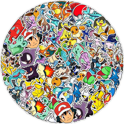 Pokémon Cartoon Stickers – 10/30/50-Piece Cute Anime DIY Decal Set for Laptops, Phones, Notebooks & Suitcases