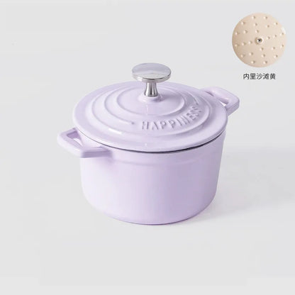1.5 Quart Mini Cast Iron Dutch Oven - Enameled Cooking Pot for Bread Baking, Stew & Casserole