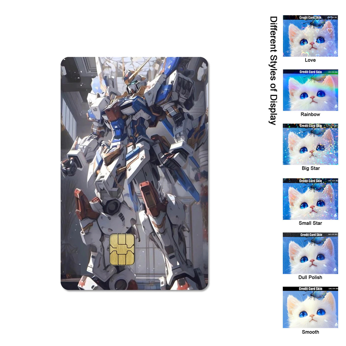 Gundam RX-78-2 & ZGMF-X19A Card Stickers - 2.5D HD Matte Waterproof PVC Skins for Credit and Debit Cards